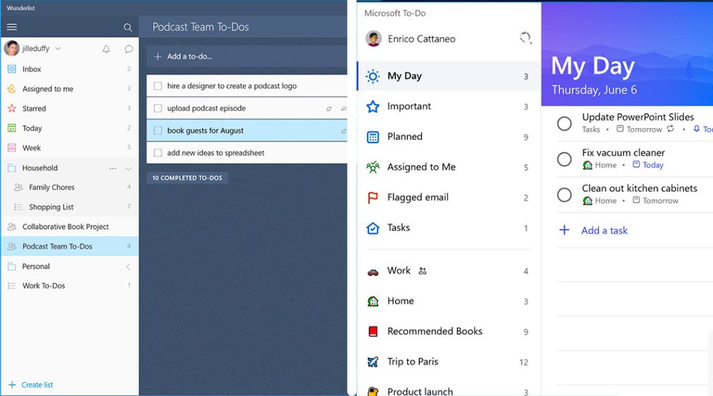 6. wonderlist e microsoft