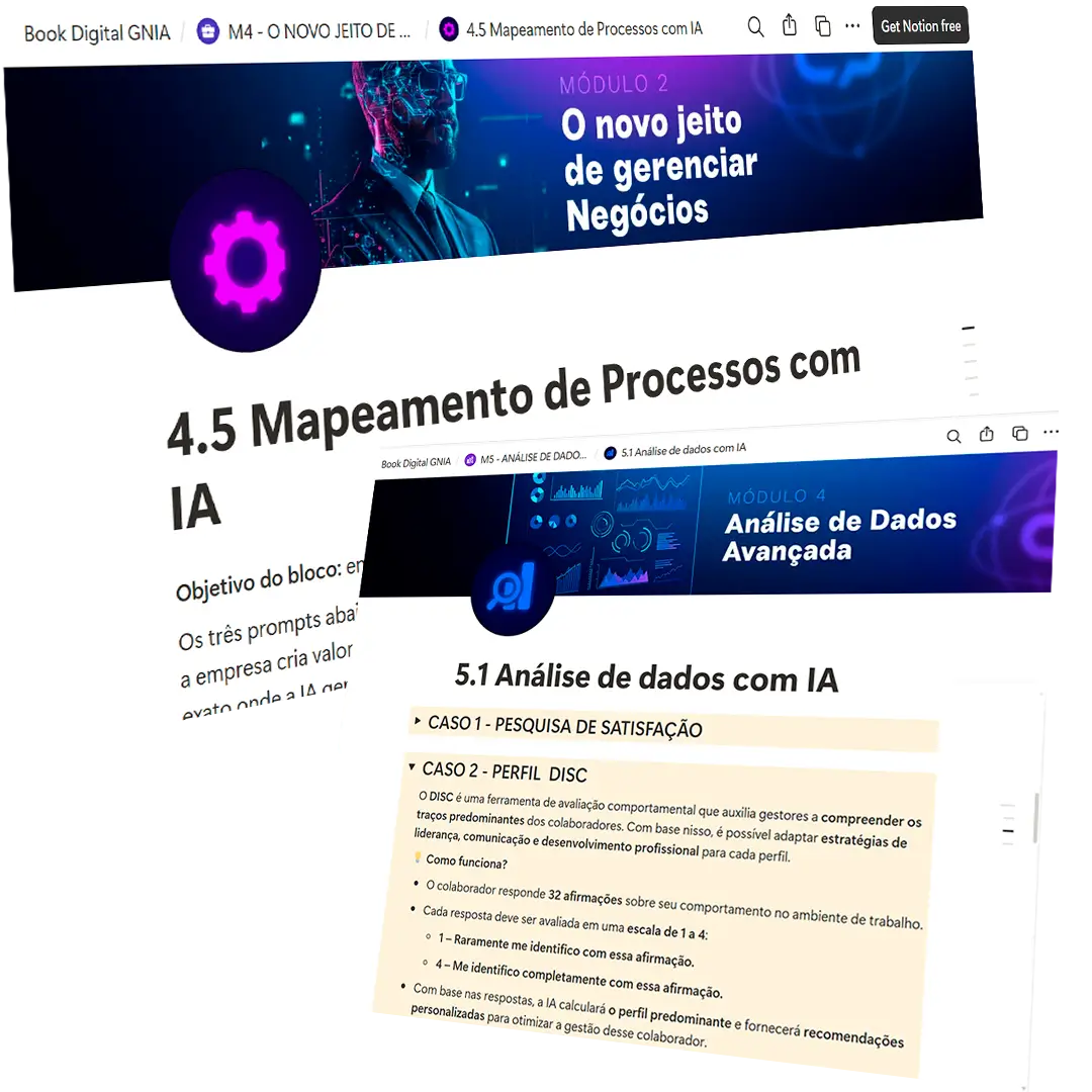 Book Digital de Gestão com IA — templates, frameworks e guias no Notion