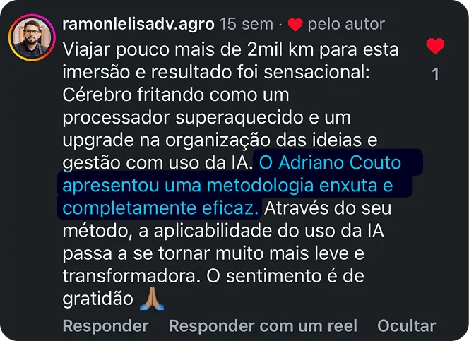 Feedback de Ramon sobre a imersão