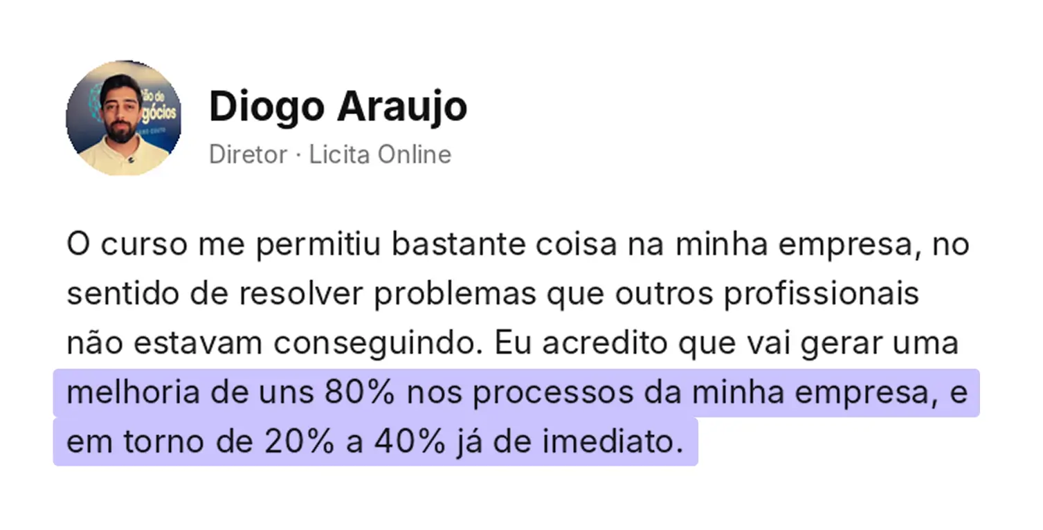 Feedback de Diogo Araújo sobre a imersão