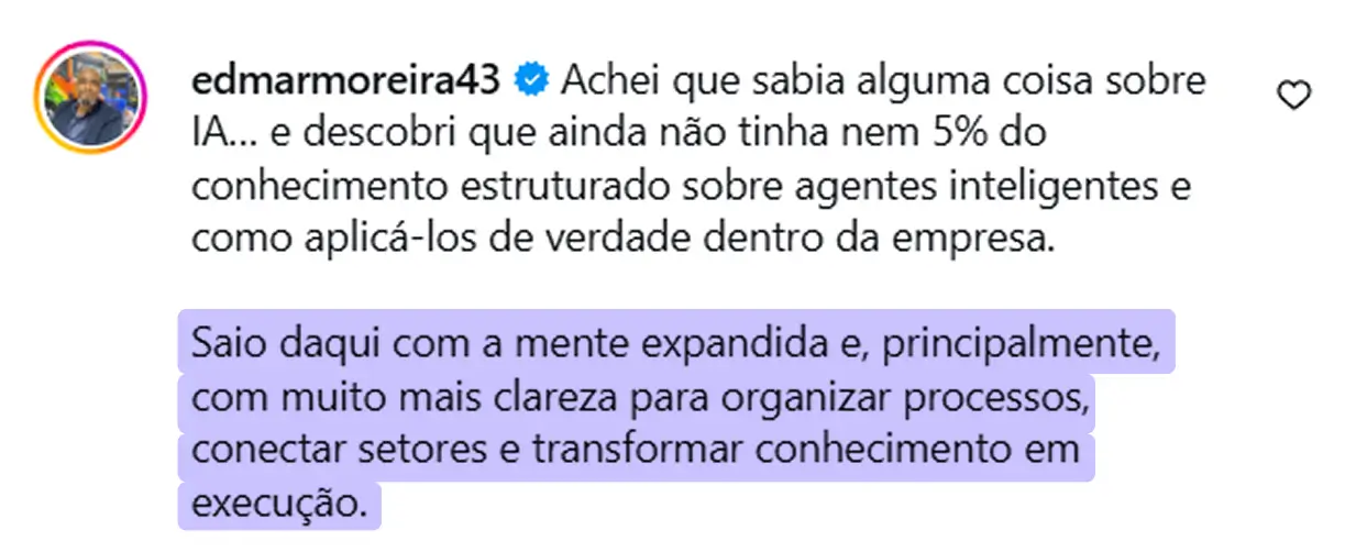 Feedback de Edmar Moreira sobre a imersão