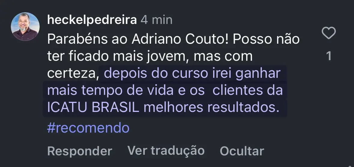 Feedback de Heckel Pereira sobre a imersão