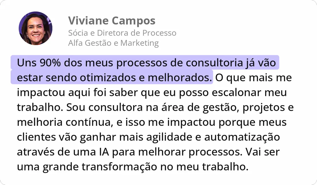 Feedback de Viviane Campos sobre a imersão