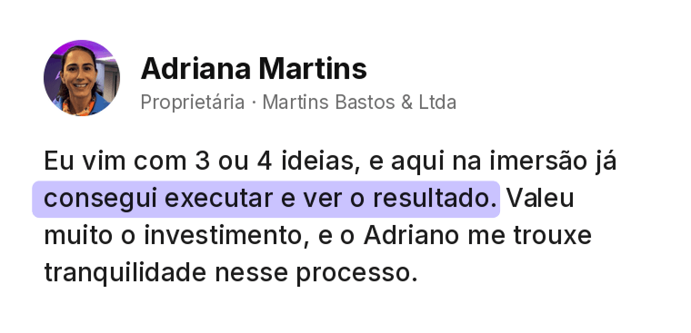 Depoimento de Adriana Martins sobre a imersão