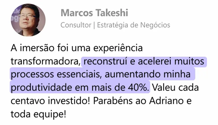 Depoimento de Marcos Takeshi sobre a imersão